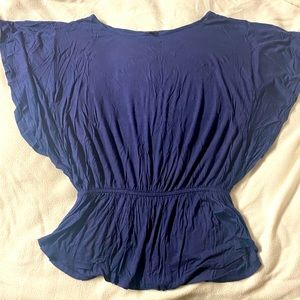 Size large navy blue short sleeve blouse shirt